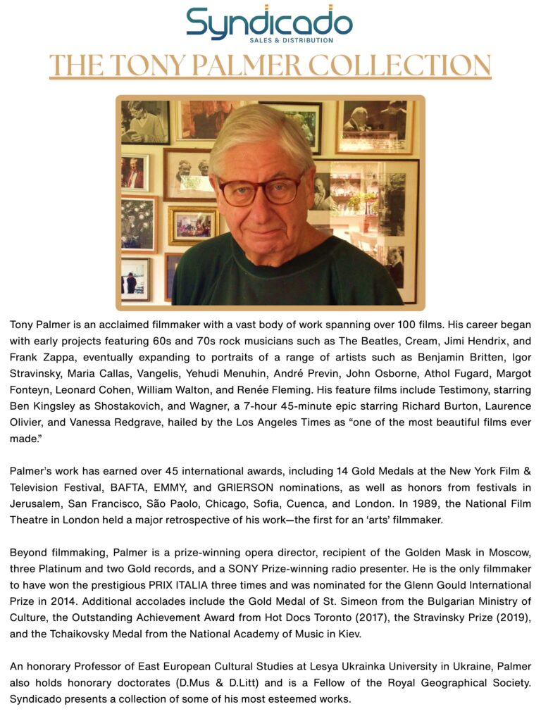 Tony Palmer Catalog